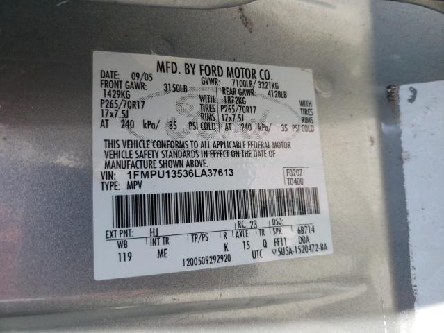 1FMPU13536LA37613 - 2006 FORD EXPEDITION XLS SILVER photo 10