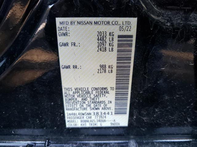 1N4BL4DW5NN383441 - 2022 NISSAN ALTIMA SV BLACK photo 12