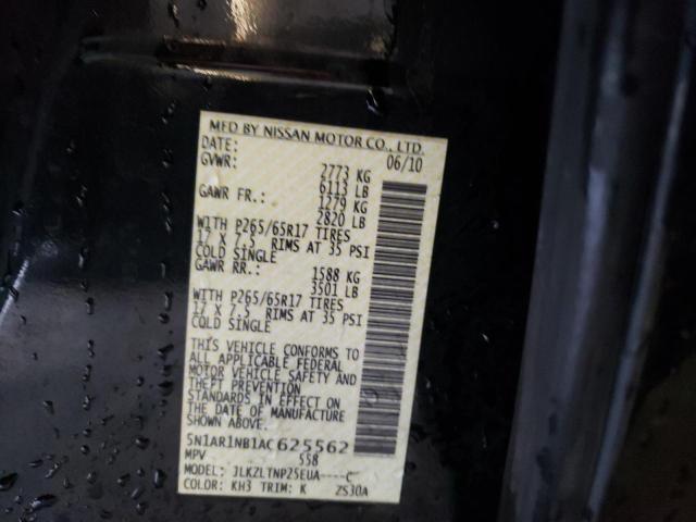 5N1AR1NB1AC625562 - 2010 NISSAN PATHFINDER S BLACK photo 13
