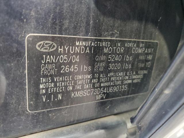 KM8SC73D54U690135 - 2004 HYUNDAI SANTA FE GLS BLUE photo 13