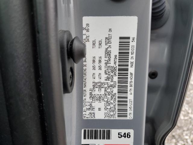 3TMCZ5AN9LM366356 - 2020 TOYOTA TACOMA DOUBLE CAB GRAY photo 12