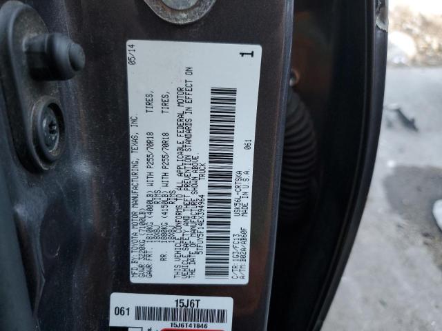 5TFUY5F14EX394964 - 2014 TOYOTA TUNDRA DOUBLE CAB SR/SR5 GRAY photo 12