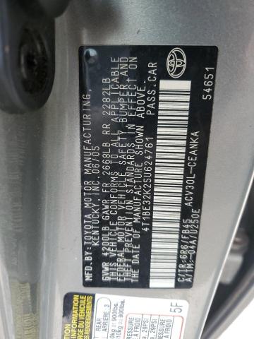 4T1BE32K25U624761 - 2005 TOYOTA CAMRY LE GRAY photo 12