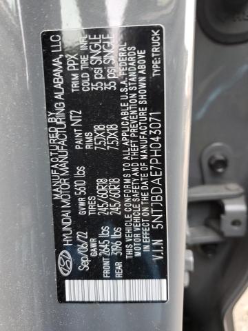 5NTJBDAE7PH043071 - 2023 HYUNDAI SANTA CRUZ SEL GRAY photo 12