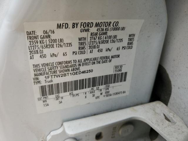 1FT7W2BT1GED46250 - 2016 FORD F250 SUPER DUTY WHITE photo 12