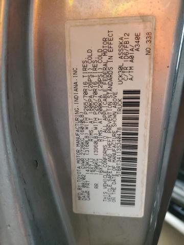 5TBRT34113S340478 - 2003 TOYOTA TUNDRA ACCESS CAB SR5 GRAY photo 12