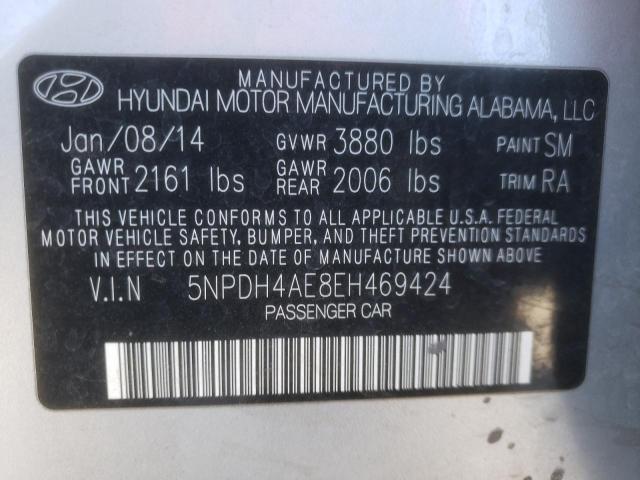 5NPDH4AE8EH469424 - 2014 HYUNDAI ELANTRA SE SILVER photo 12