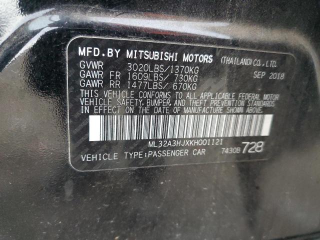 ML32A3HJXKH001121 - 2019 MITSUBISHI MIRAGE ES BLACK photo 12