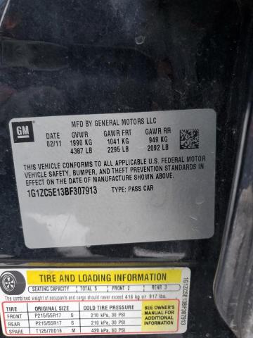 1G1ZC5E13BF307913 - 2011 CHEVROLET MALIBU 1LT BLACK photo 12