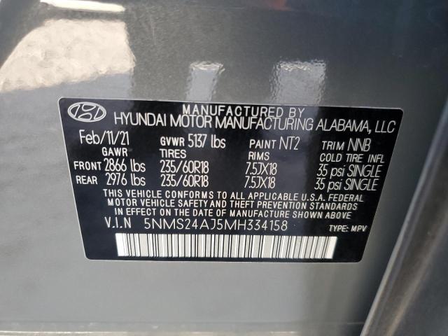 5NMS24AJ5MH334158 - 2021 HYUNDAI SANTA FE SEL GRAY photo 14