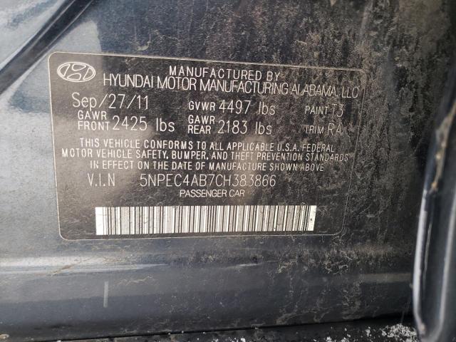 5NPEC4AB7CH383866 - 2012 HYUNDAI SONATA SE BLUE photo 12