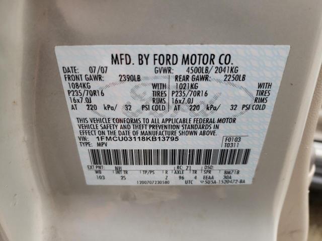 1FMCU03118KB13795 - 2008 FORD ESCAPE XLT BEIGE photo 13