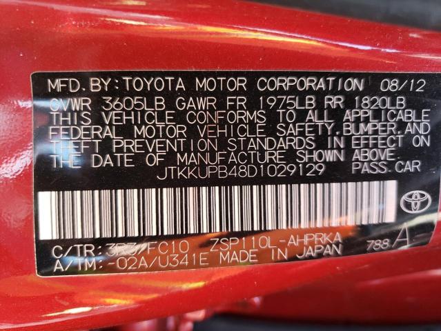 JTKKUPB48D1029129 - 2013 TOYOTA SCION XD RED photo 10