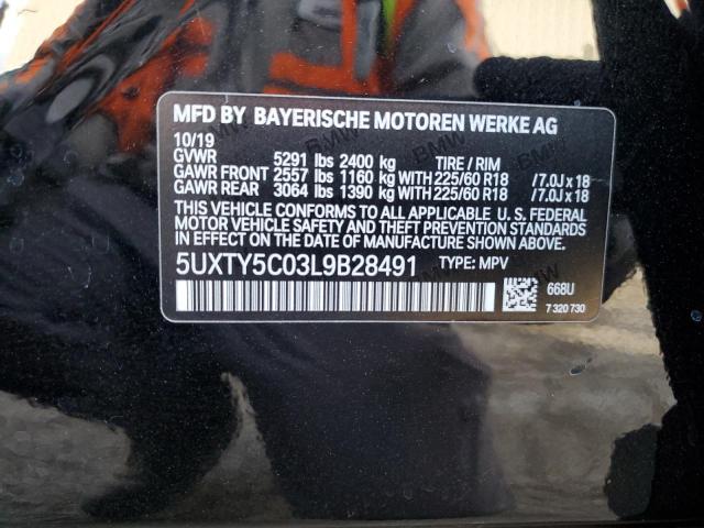5UXTY5C03L9B28491 - 2020 BMW X3 XDRIVE30I BLACK photo 12