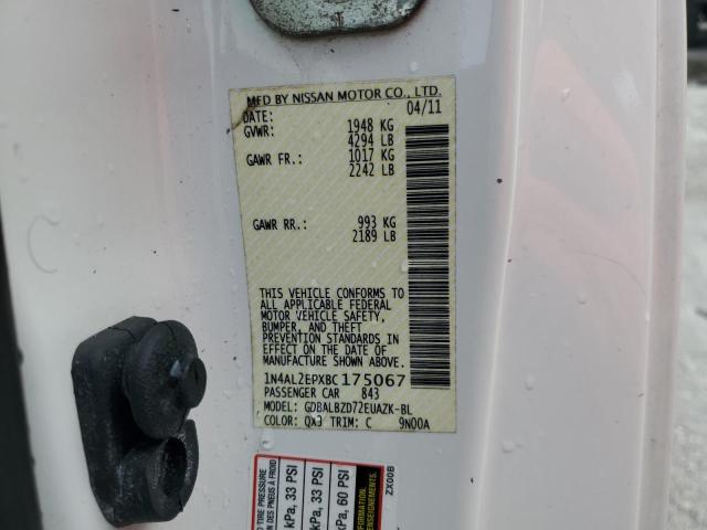 1N4AL2EPXBC175067 - 2011 NISSAN ALTIMA S WHITE photo 12