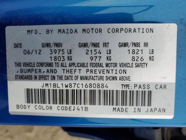 JM1BL1W87C1680884 - 2012 MAZDA 3 I BLUE photo 12