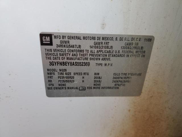 3GYFNBEY8AS552369 - 2010 CADILLAC SRX PERFORMANCE COLLECTION Ақ фото 12