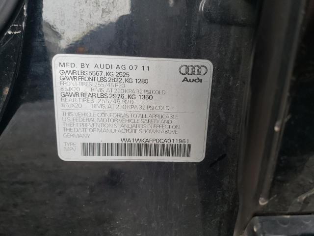 WA1WKAFP0CA011961 - 2012 AUDI Q5 PRESTIGE BLACK photo 12