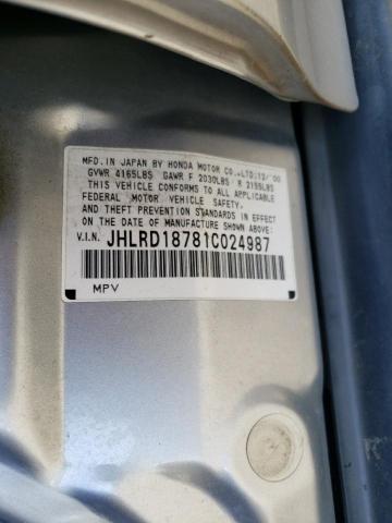 JHLRD18781C024987 - 2001 HONDA CR-V SE SILVER photo 13