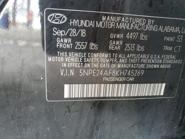 5NPE24AF8KH745269 - 2019 HYUNDAI SONATA SE BLACK photo 12