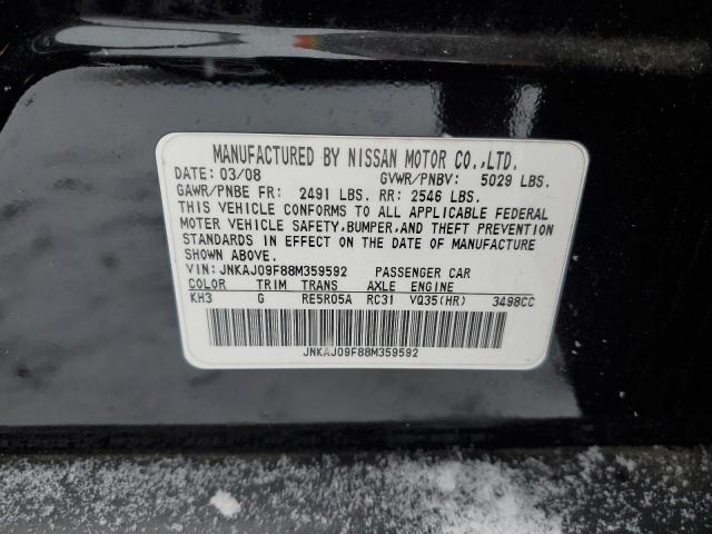 JNKAJ09F88M359592 - 2008 INFINITI EX35 BASE შავი ფოტო 12