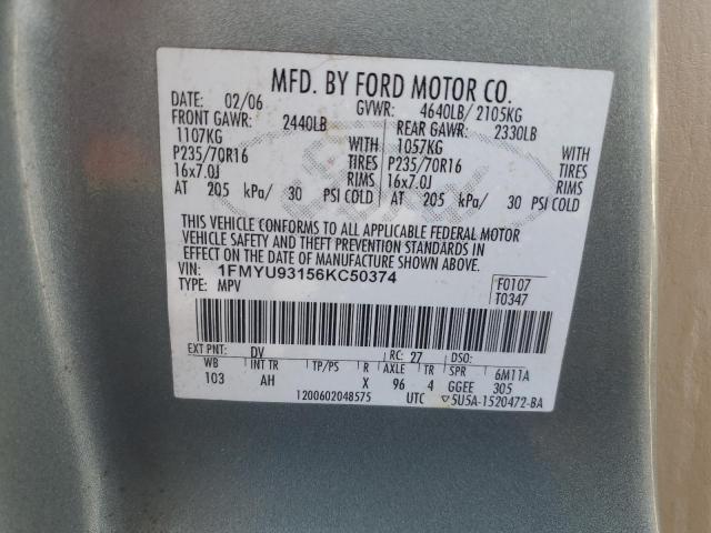 1FMYU93156KC50374 - 2006 FORD ESCAPE XLT TEAL photo 14