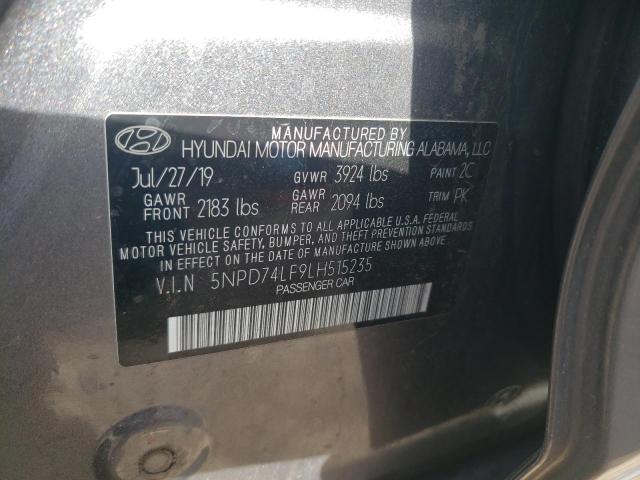 5NPD74LF9LH515235 - 2020 HYUNDAI ELANTRA SE GRAY photo 12