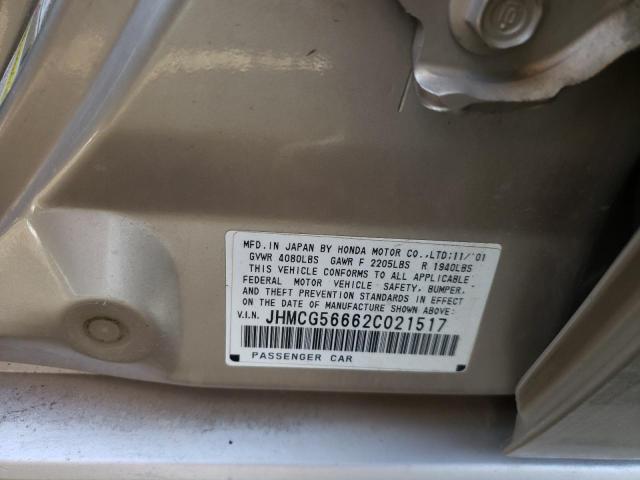 JHMCG56662C021517 - 2002 HONDA ACCORD EX GOLD photo 14