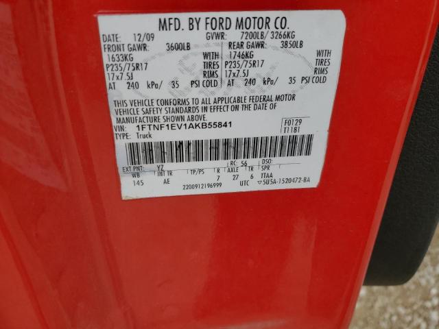 1FTEX1EM5BKD09019 - 2011 FORD F150 SUPER CAB RED photo 12