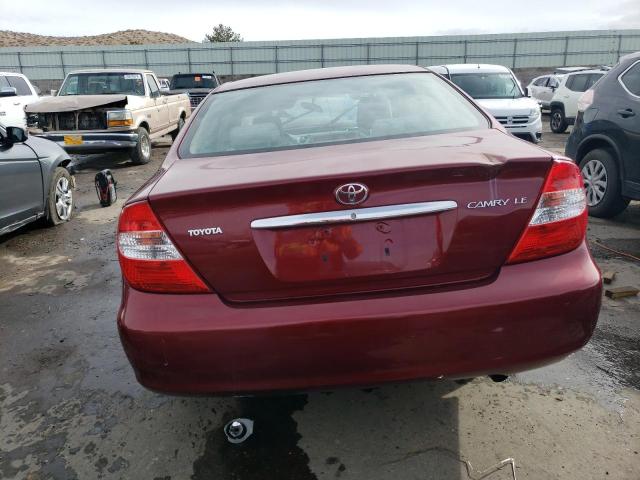 4T1BE30K82U581509 - 2002 TOYOTA CAMRY LE BURGUNDY photo 6