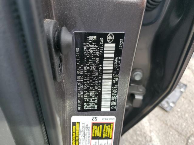 4T1B21HK9KU511048 - 2019 TOYOTA CAMRY HYBRID GRAY photo 12