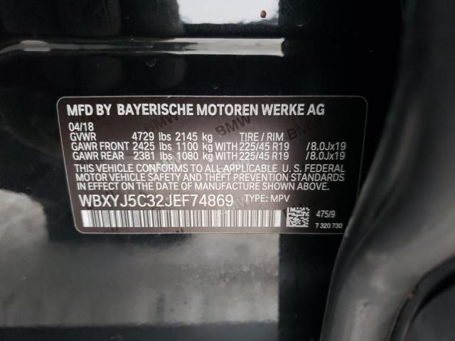 WBXYJ5C32JEF74869 - 2018 BMW X2 XDRIVE28I BLACK photo 12