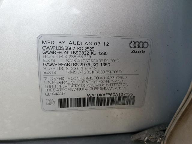 WA1DKAFP6CA137135 - 2012 AUDI Q5 PREMIUM PLUS SILVER photo 12