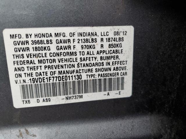 19VDE1F77DE011130 - 2013 ACURA ILX 20 TECH GRAY photo 12