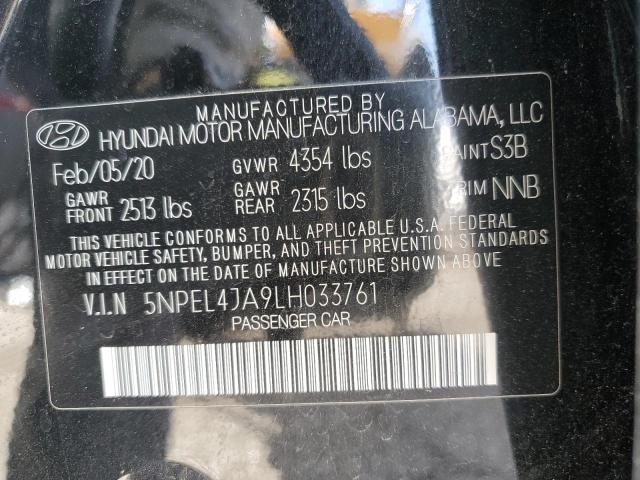 5NPEL4JA9LH033761 - 2020 HYUNDAI SONATA SEL BLACK photo 12