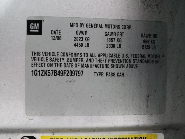 1G1ZK57B49F209797 - 2009 CHEVROLET MALIBU LTZ ვერცხლისფერი ფოტო 13