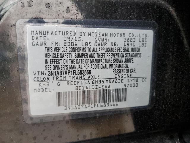 3N1AB7AP1FL683666 - 2015 NISSAN SENTRA S BLACK photo 13