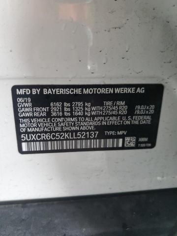 5UXCR6C52KLL52137 - 2019 BMW X5 XDRIVE40I WHITE photo 13