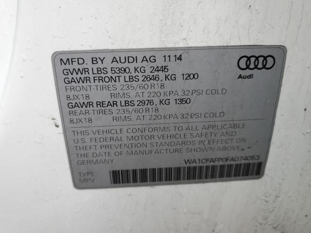 WA1CFAFP0FA074053 - 2015 AUDI Q5 PREMIUM WHITE photo 13