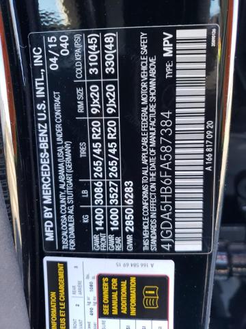 4JGDA5HB6FA587384 - 2015 MERCEDES-BENZ ML 350 4MATIC BLACK photo 13