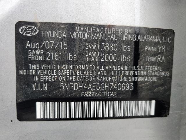 5NPDH4AE6GH740693 - 2016 HYUNDAI ELANTRA SE SILVER photo 12