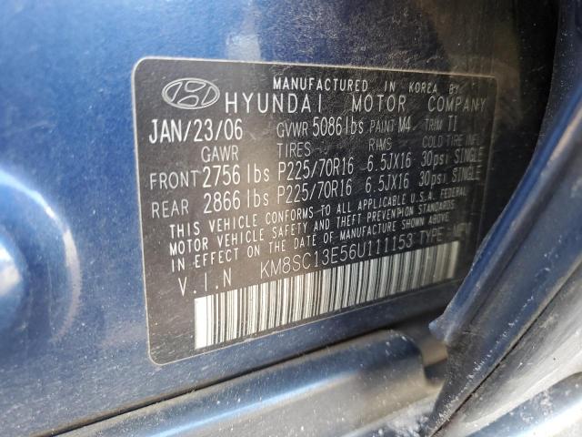 KM8SC13E56U111153 - 2006 HYUNDAI SANTA FE GLS BLUE photo 13