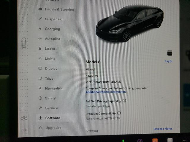 5YJSA1E68MF432125 - 2021 TESLA MODEL S Qara foto 9