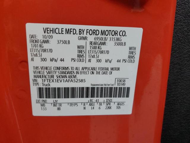 1FTEX1EV1AFA52585 - 2010 FORD F150 SUPER CAB ORANGE photo 12