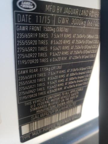 SALWR2VF9GA640570 - 2016 LAND ROVER RANGE ROVE HSE WHITE photo 14