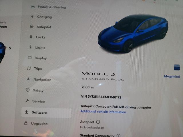 5YJ3E1EAXMF046173 - 2021 TESLA MODEL 3 BLUE photo 9