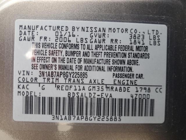 3N1AB7AP8GY225885 - 2016 NISSAN SENTRA S GRAY photo 12