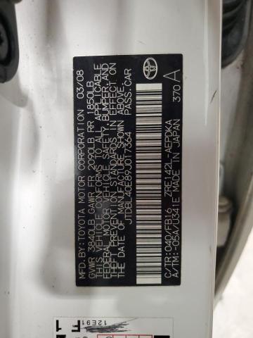 JTDBL40E89J017364 - 2009 TOYOTA COROLLA BASE WHITE photo 13