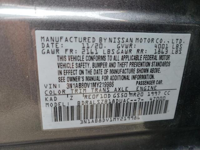 3N1AB8DV1MY219986 - 2021 NISSAN SENTRA SR GRAY photo 12