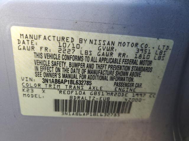 3N1AB6AP1BL632785 - 2011 NISSAN SENTRA 2.0 SILVER photo 12